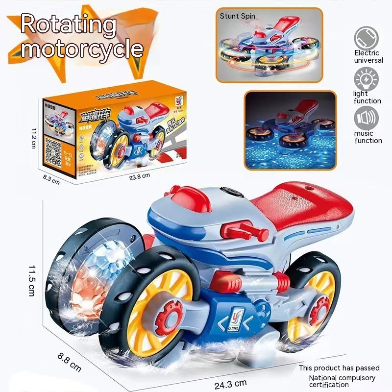 New Electric Deformation Motorcycle Stunt Rotating Universal Car Science Fiction Light Music Children Toy Car