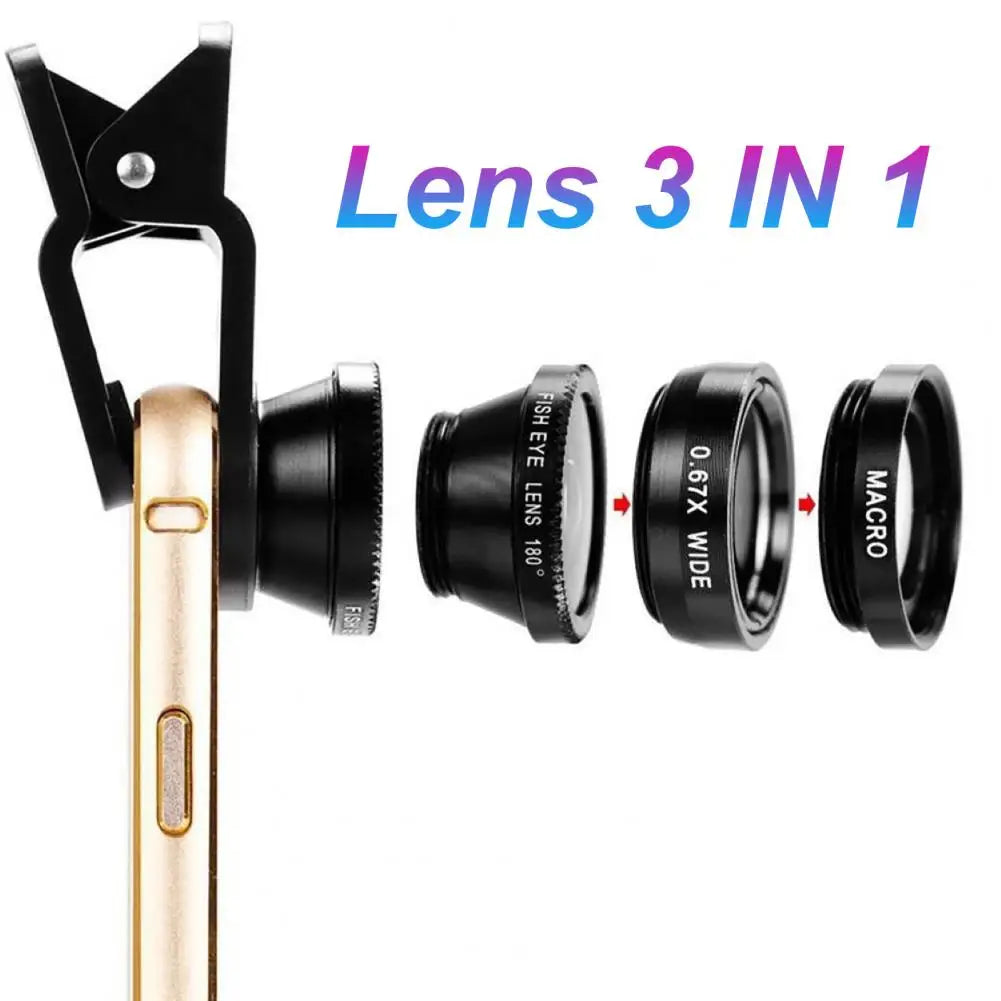 Phone Camera Fish Eye Lens 3 in 1 10X Macro Wide Angle 4K HD-compatible Phone Camera Lens Phone Zoom Lens