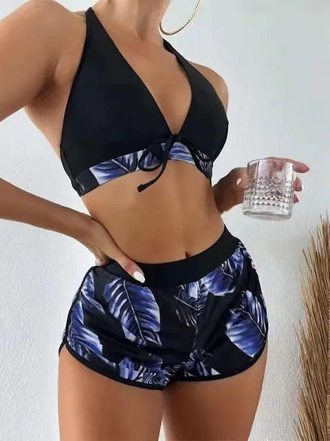 High Waist Bikini Set Swimwear, Bikini set with high waist bottoms, Retro high waist swimwear