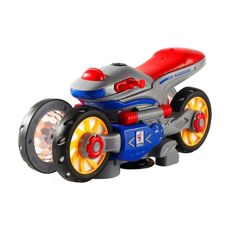 New Electric Deformation Motorcycle Stunt Rotating Universal Car Science Fiction Light Music Children Toy Car