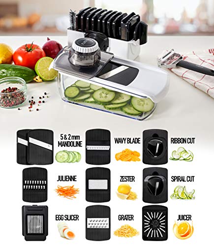 Mandoline slicer, Vegetable slicer, Cheese grater, Multi-functional kitchen tool, 11-in-1 slicer and grater