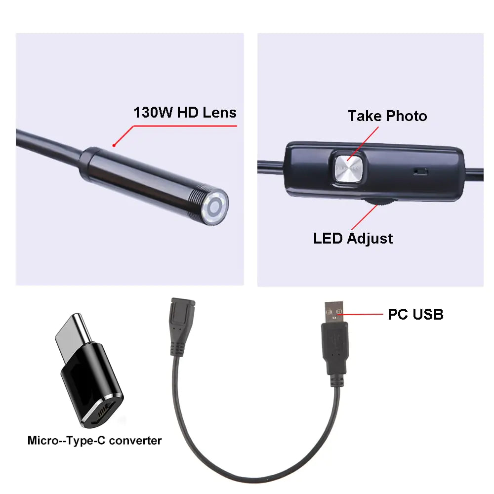 LED Car Endoscope Camera, Automotive endoscopic camera, Car inspection camera with LED