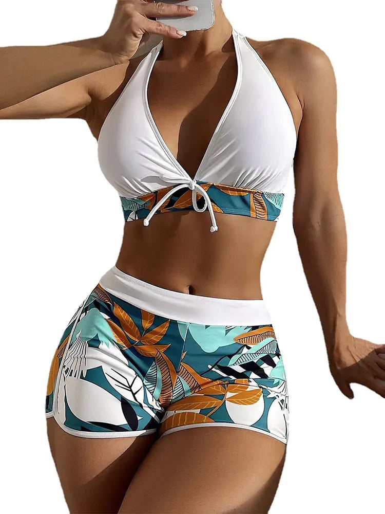 High Waist Bikini Set Swimwear, Bikini set with high waist bottoms, Retro high waist swimwear